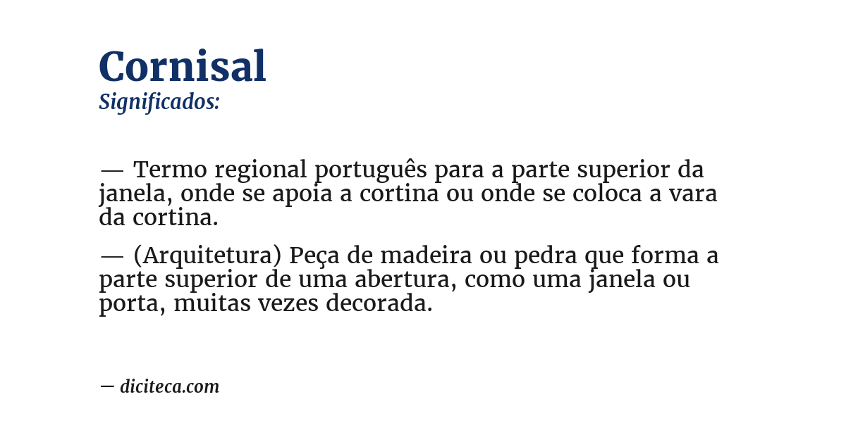 Significado de cornisal