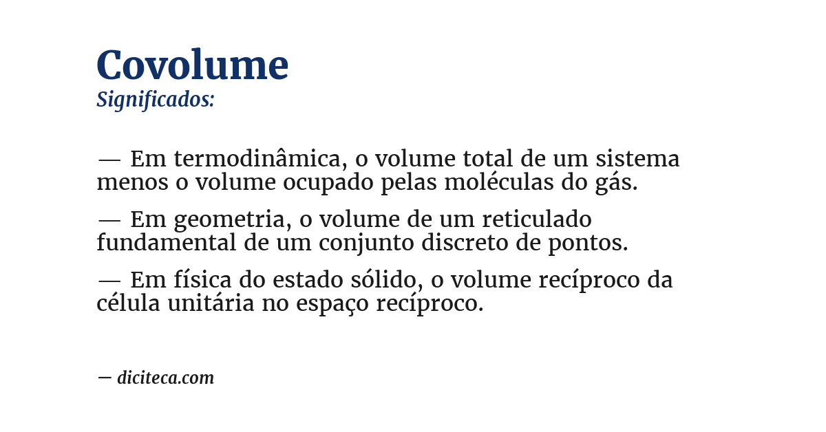 Significado de covolume