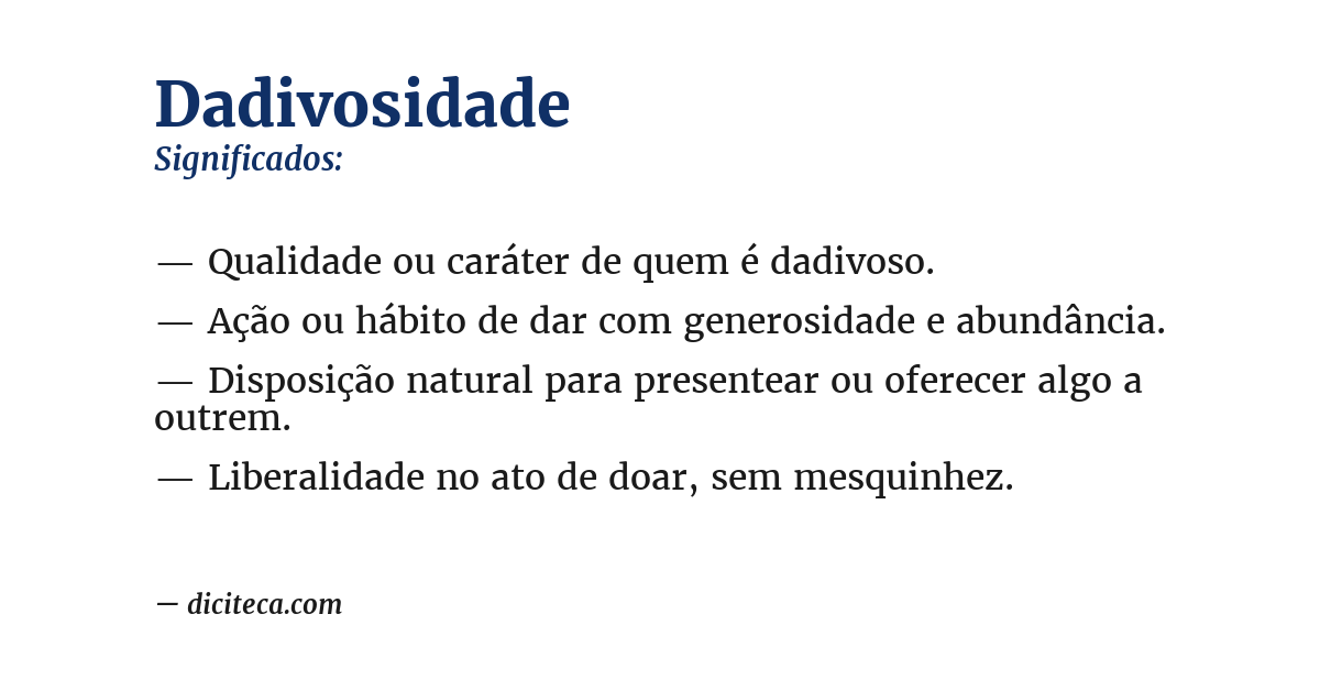 Significado de dadivosidade