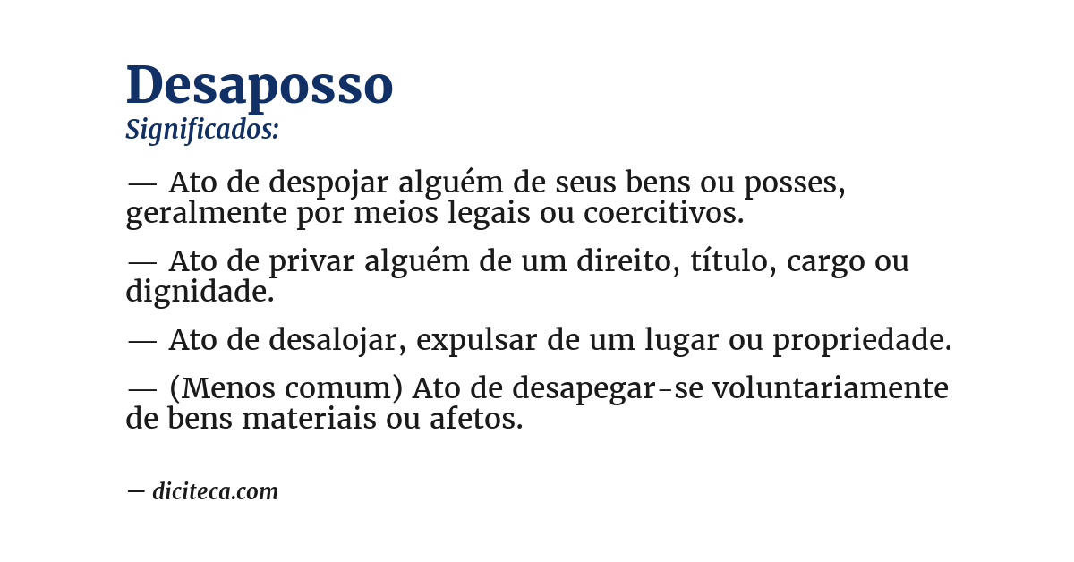 Significado de desaposso