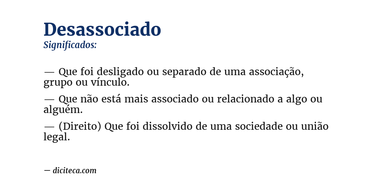 Significado de desassociado