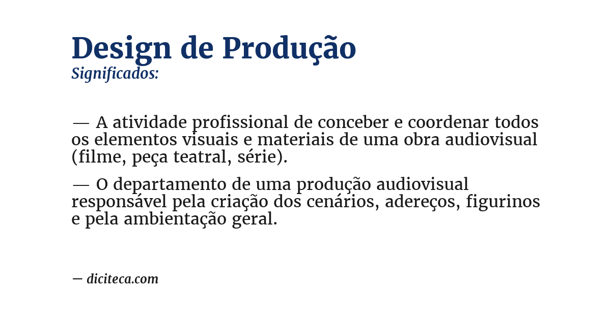 Significado de design de produção