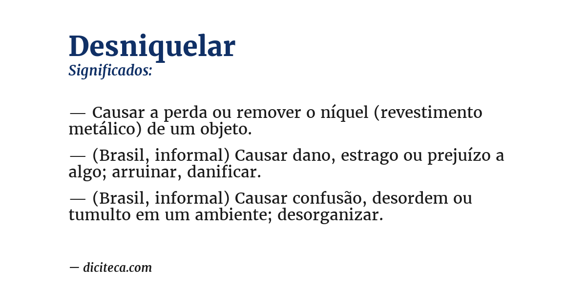 Significado de desniquelar