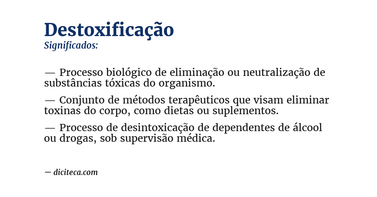 Significado de destoxificação