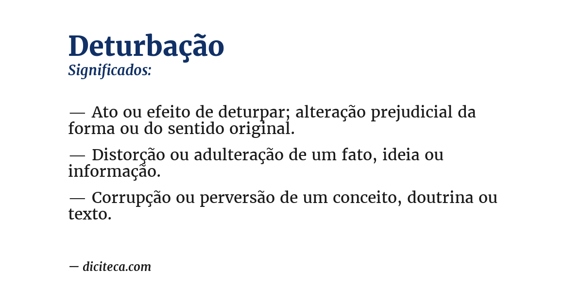 Significado de deturbação