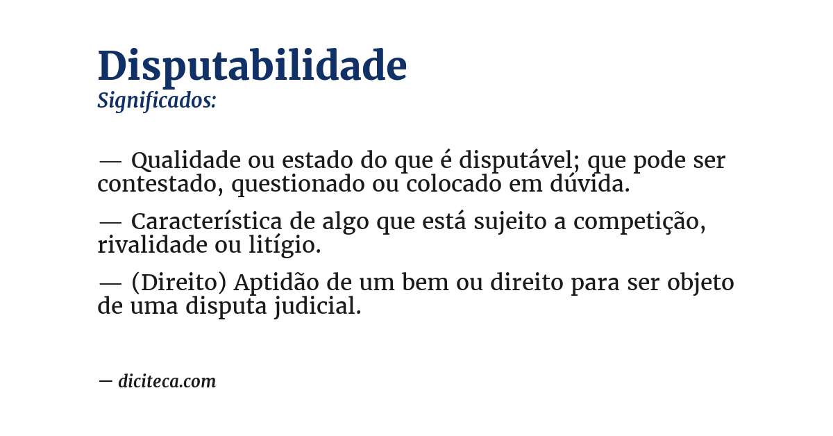 Significado de disputabilidade