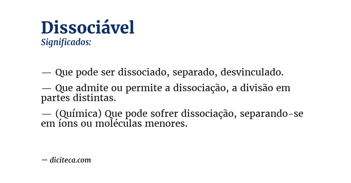 Significado de dissociável