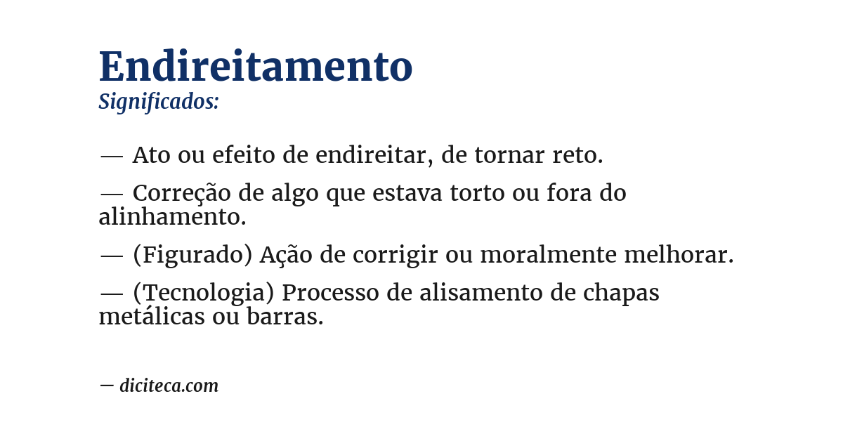 Significado de endireitamento