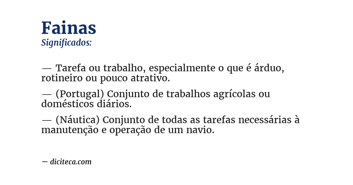 Significado de fainas