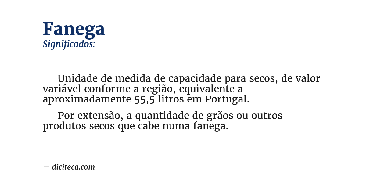 Significado de fanega