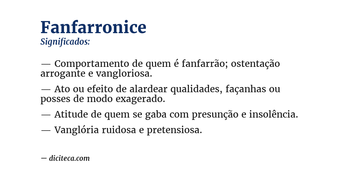 Significado de fanfarronice