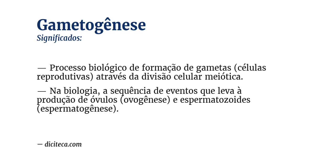 Significado de gametogênese