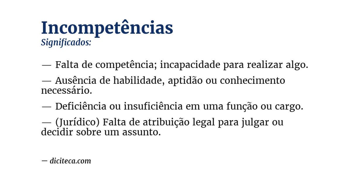 Significado de incompetências