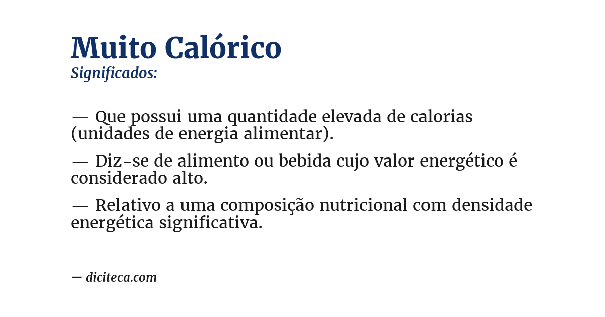 Significado de muito calórico