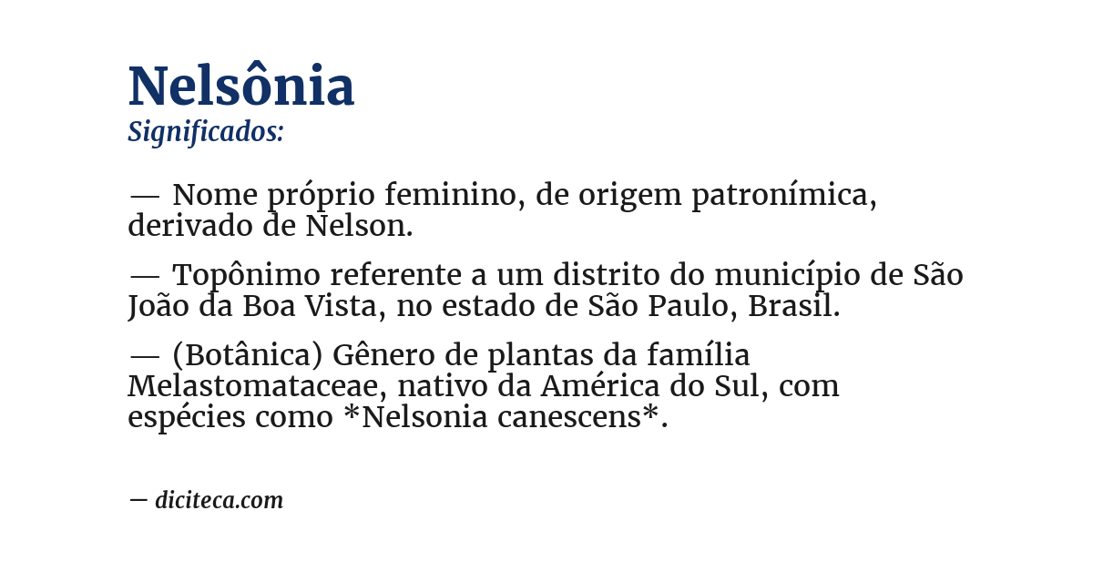 Significado de nelsônia