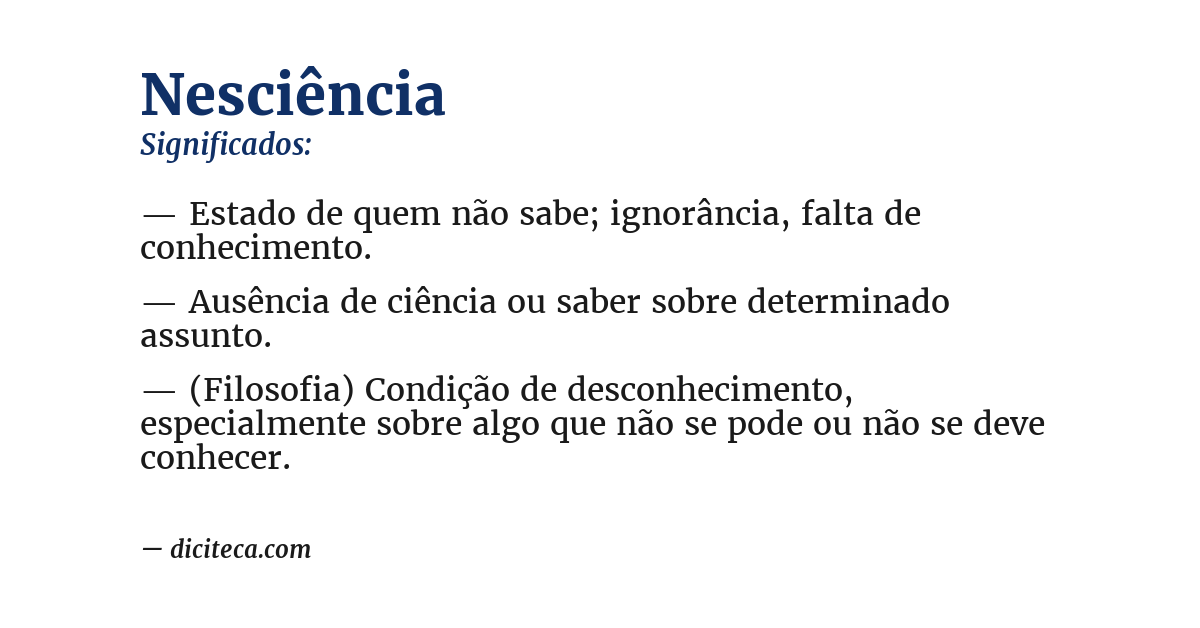 Significado de nesciência