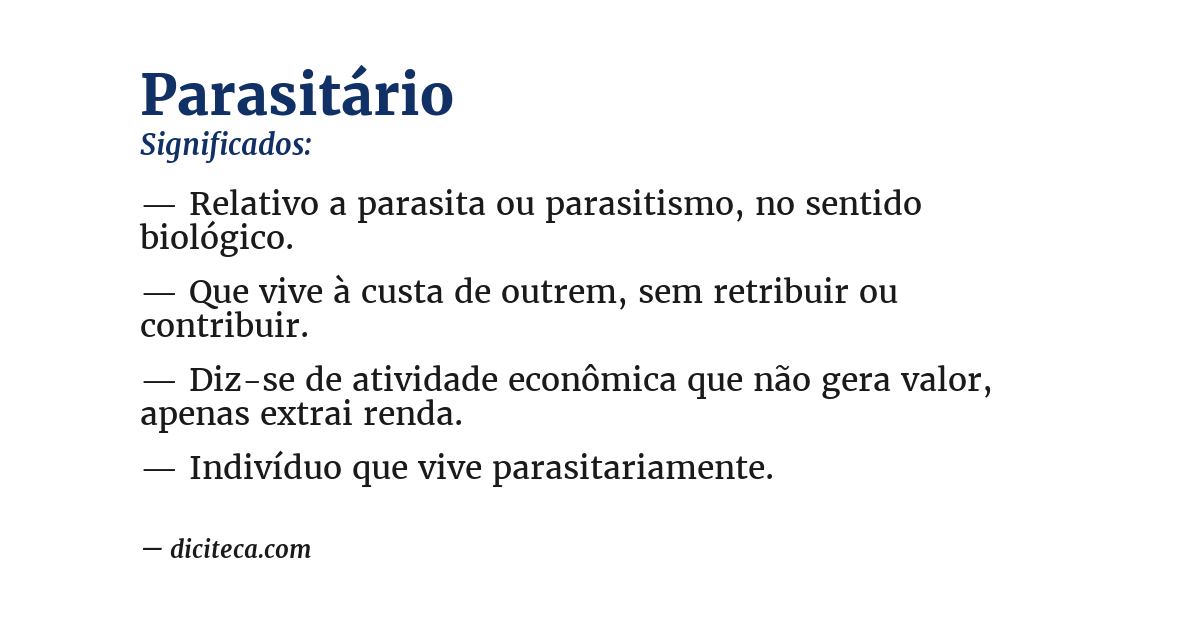 Significado de parasitário