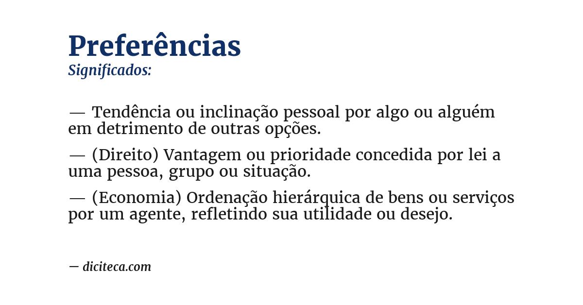 Significado de preferências