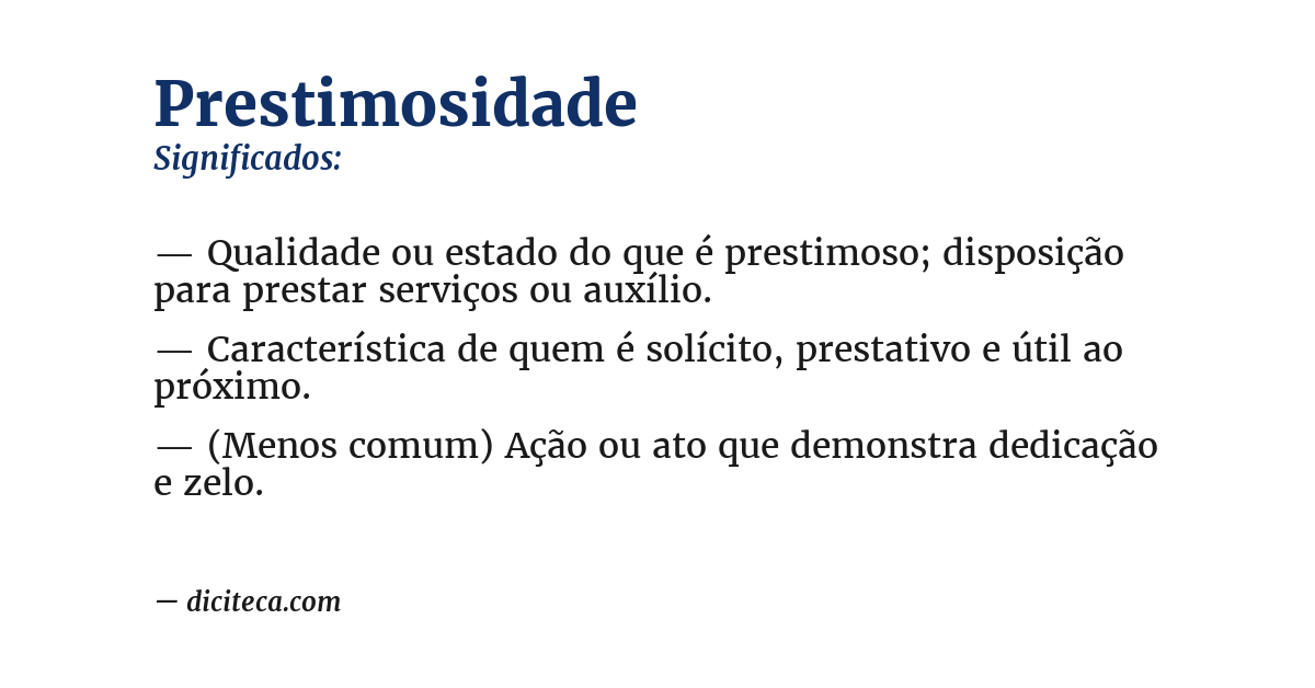 Significado de prestimosidade