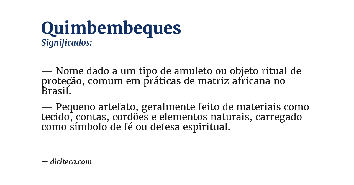 Significado de quimbembeques