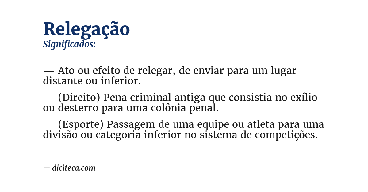 Significado de relegação
