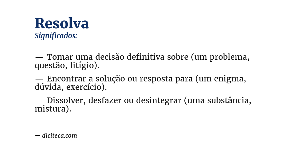 Significado de resolva