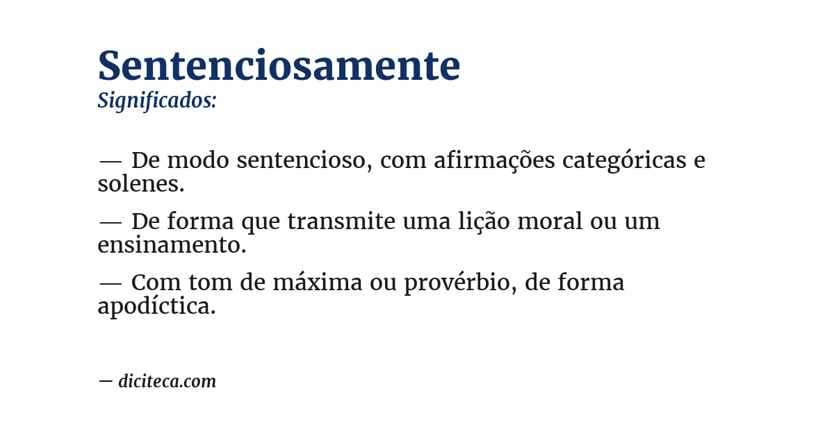 Significado de sentenciosamente