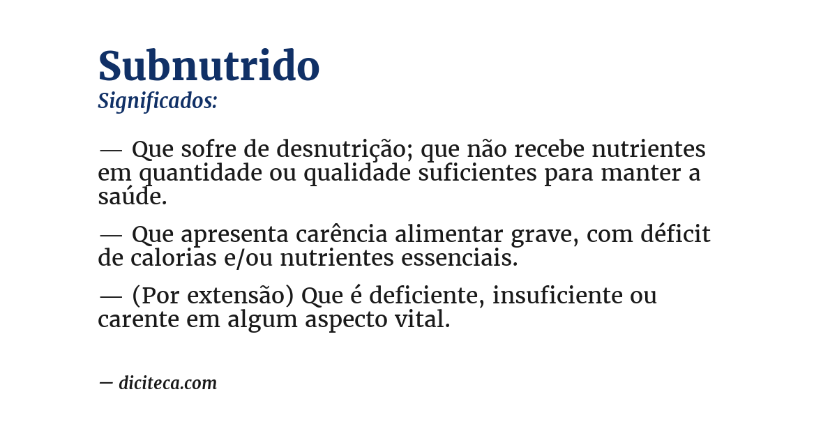 Significado de subnutrido
