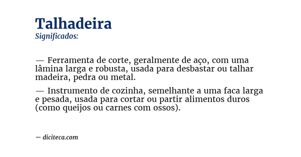Significado de talhadeira