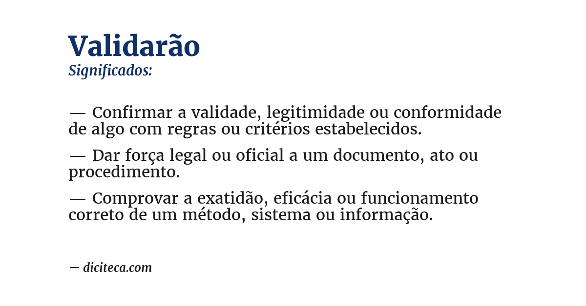 Significado de validarão
