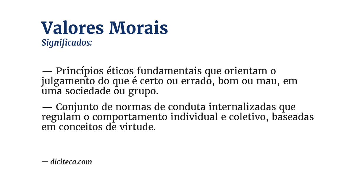 Significado de valores morais