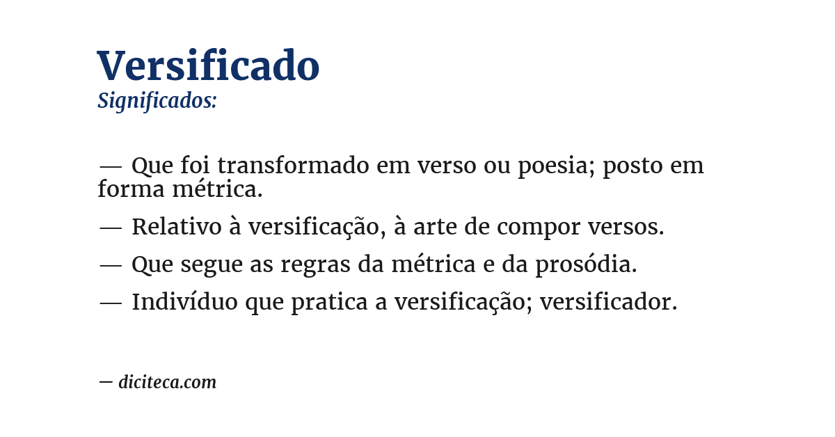 Significado de versificado