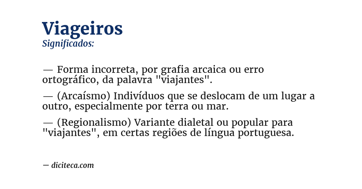 Significado de viageiros