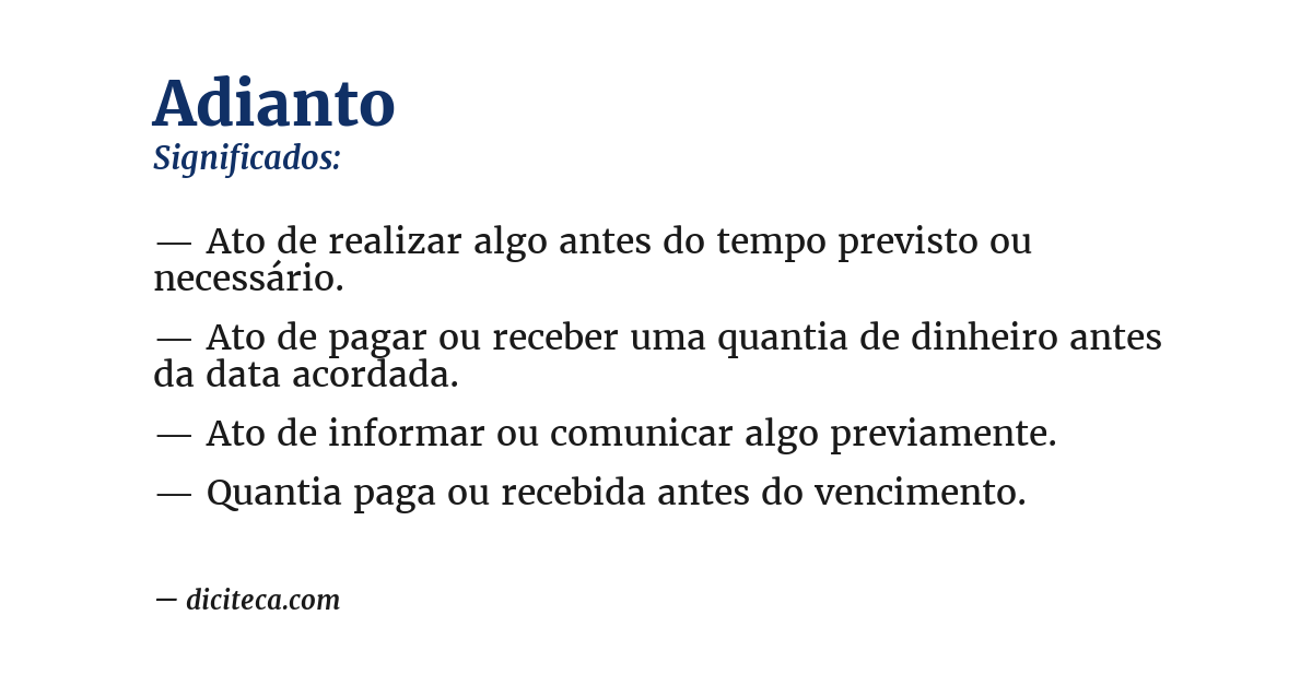 Significado de adianto