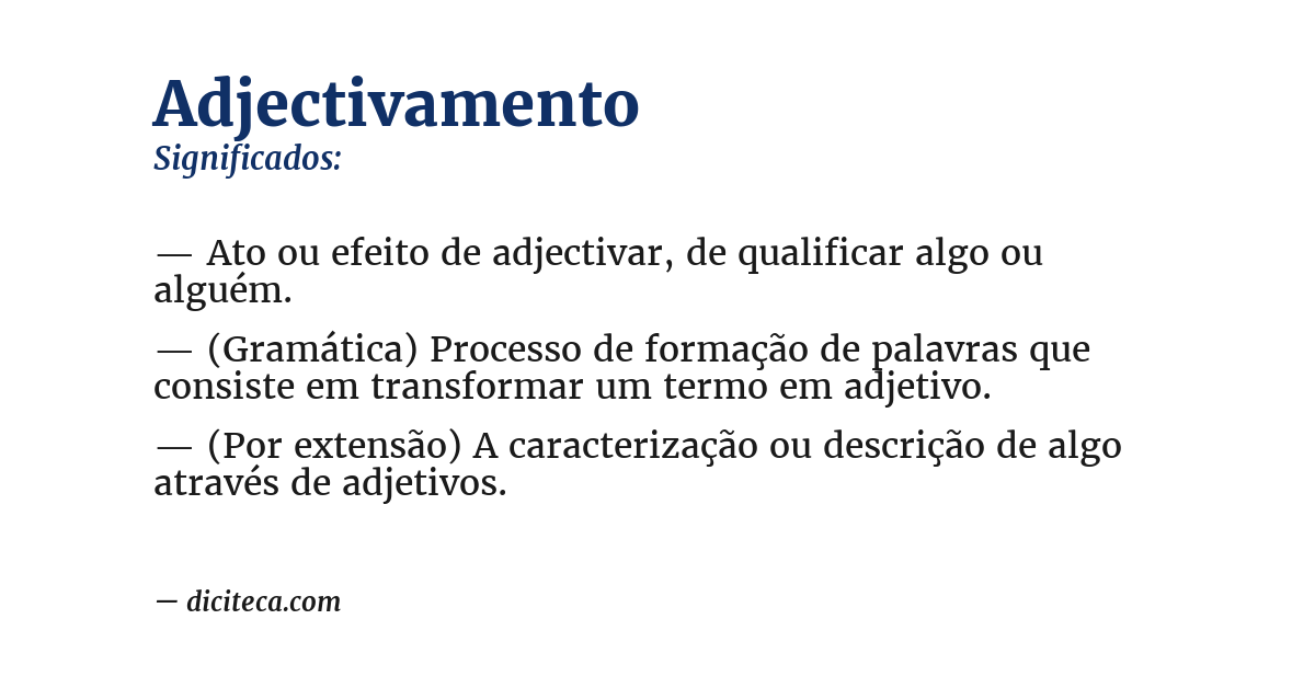 Significado de adjectivamento