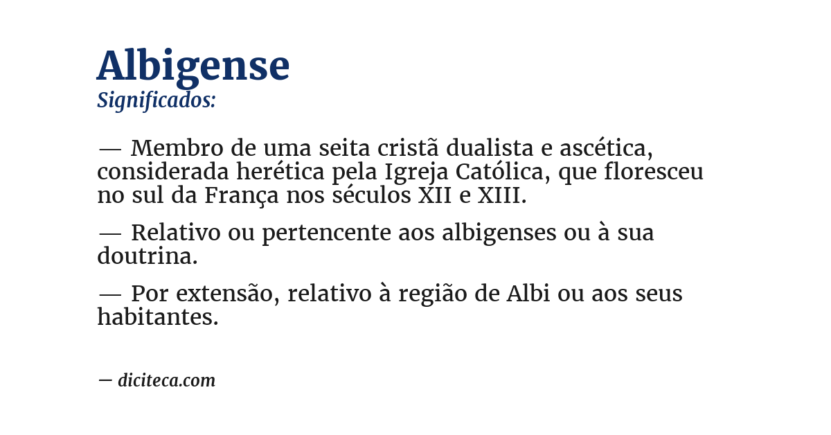 Significado de albigense
