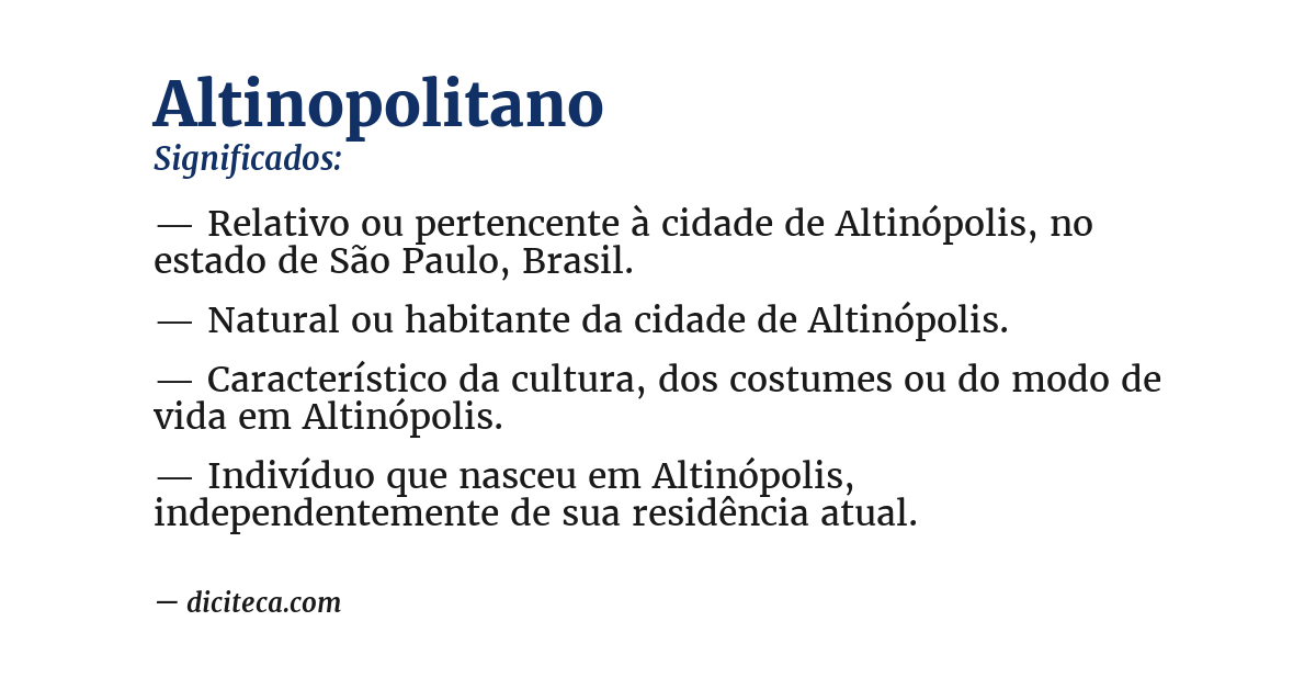 Significado de altinopolitano