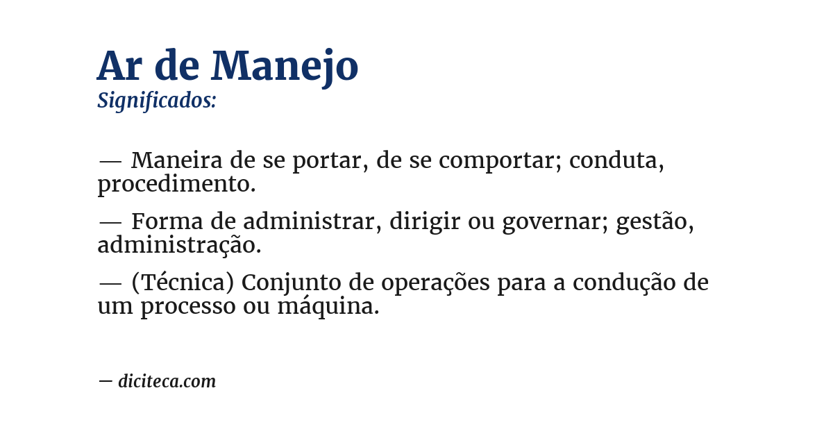 Significado de ar de manejo