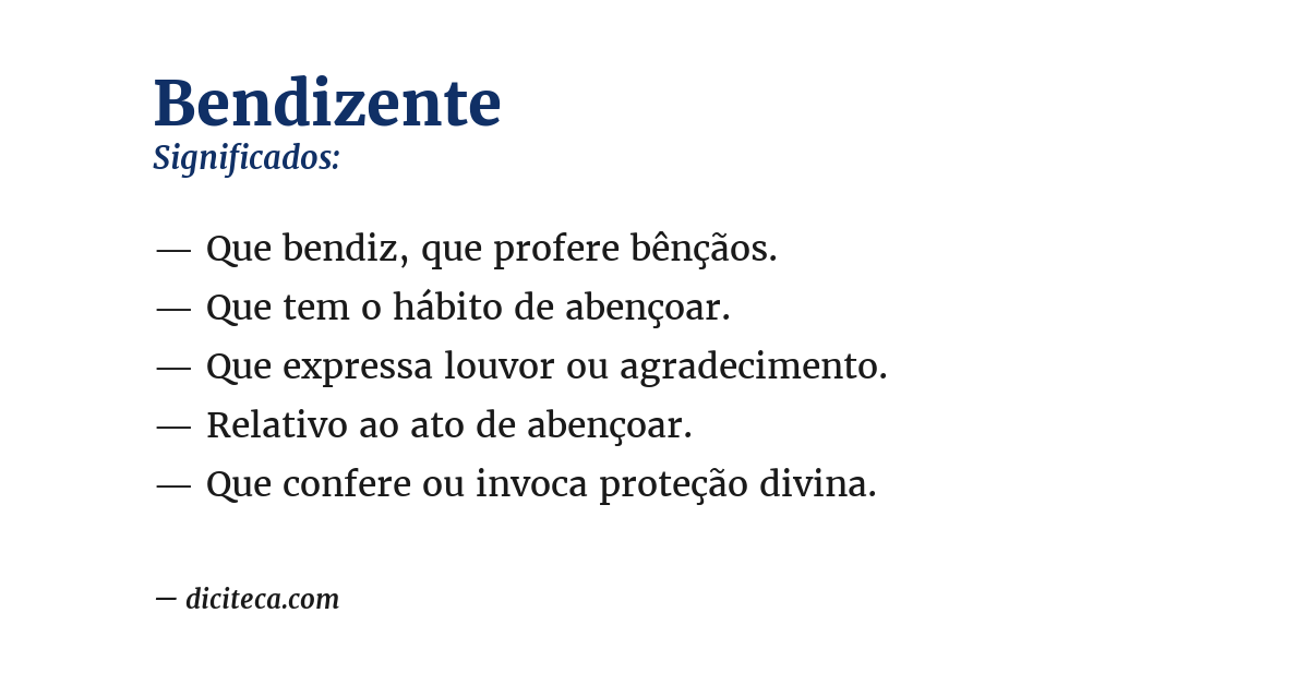 Significado de bendizente