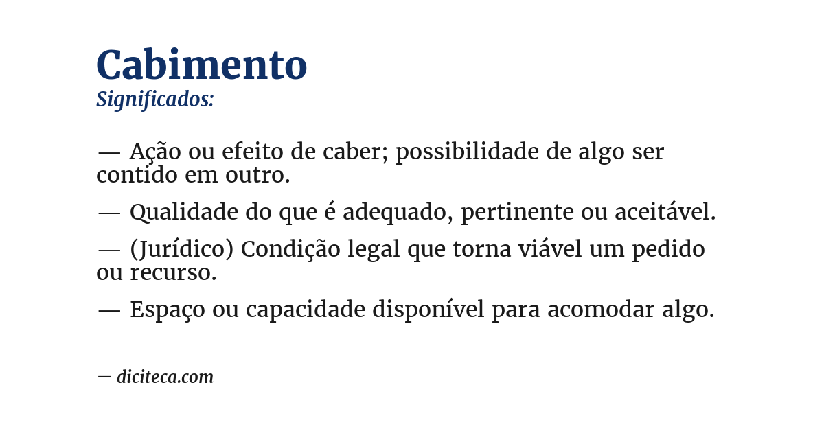 Significado de cabimento