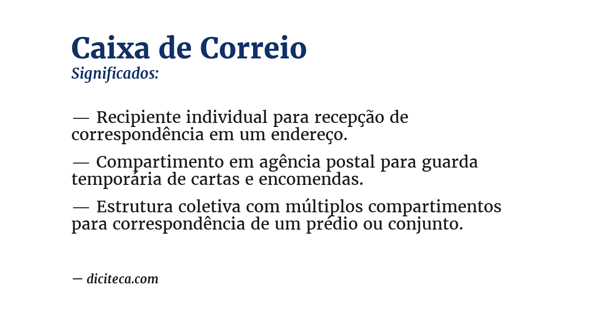 Significado de caixa de correio