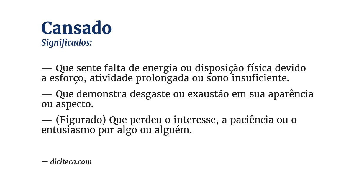 Significado de cansado