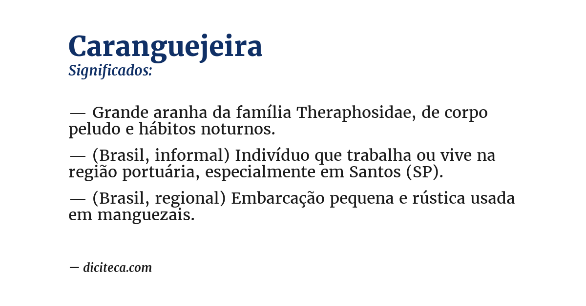 Significado de caranguejeira