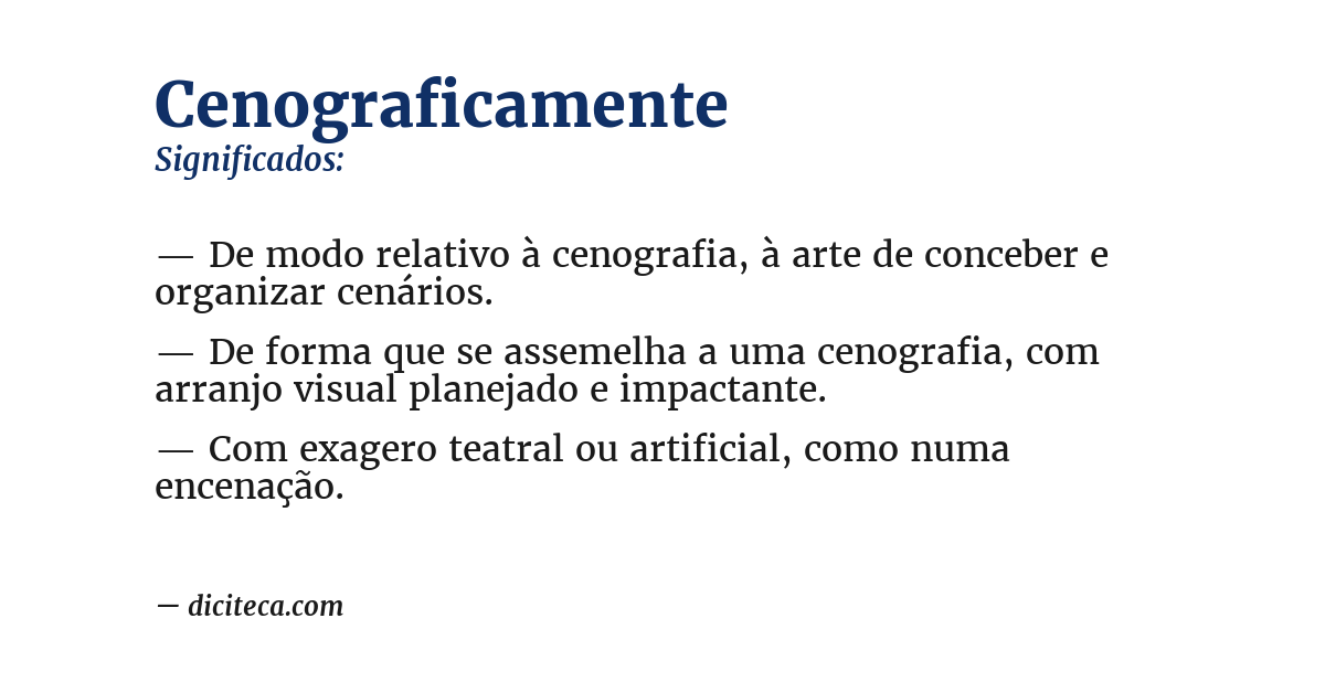 Significado de cenograficamente