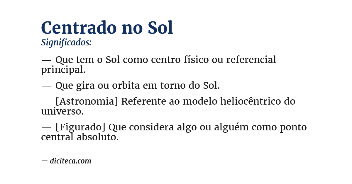 Significado de centrado no sol