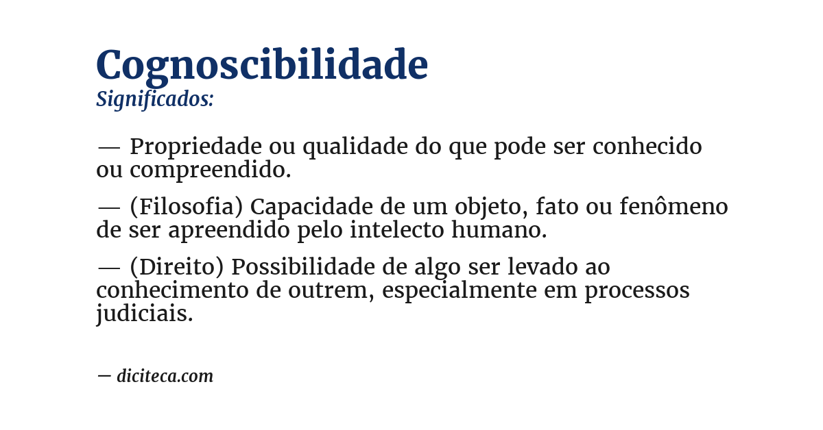 Significado de cognoscibilidade