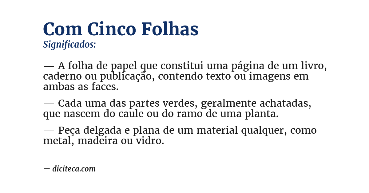 Significado de com cinco folhas