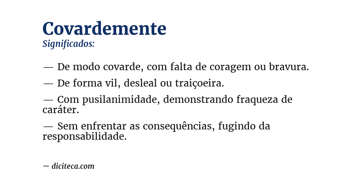 Significado de covardemente