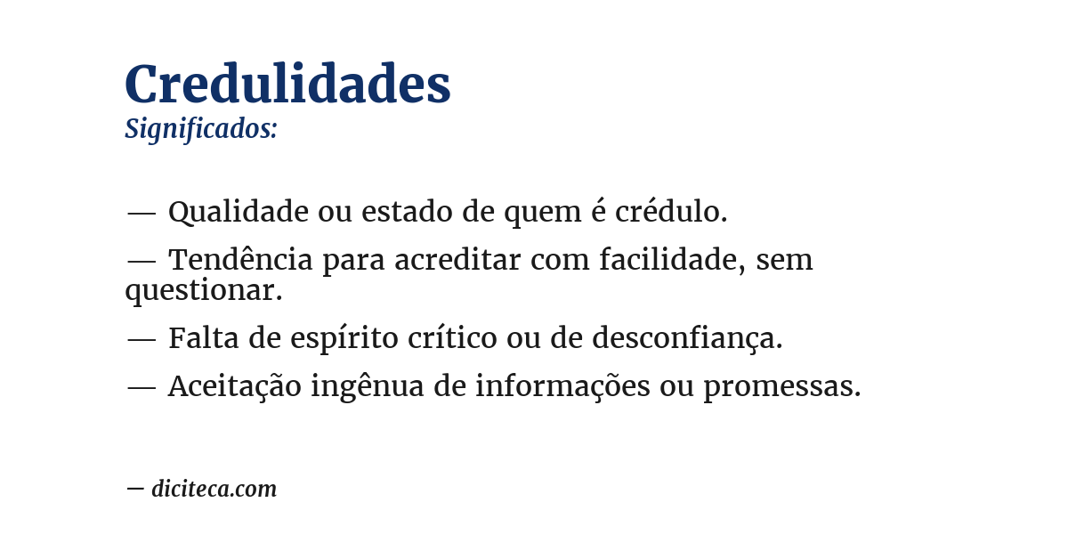 Significado de credulidades