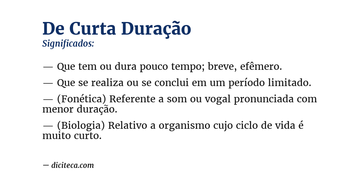 Significado de de curta duração